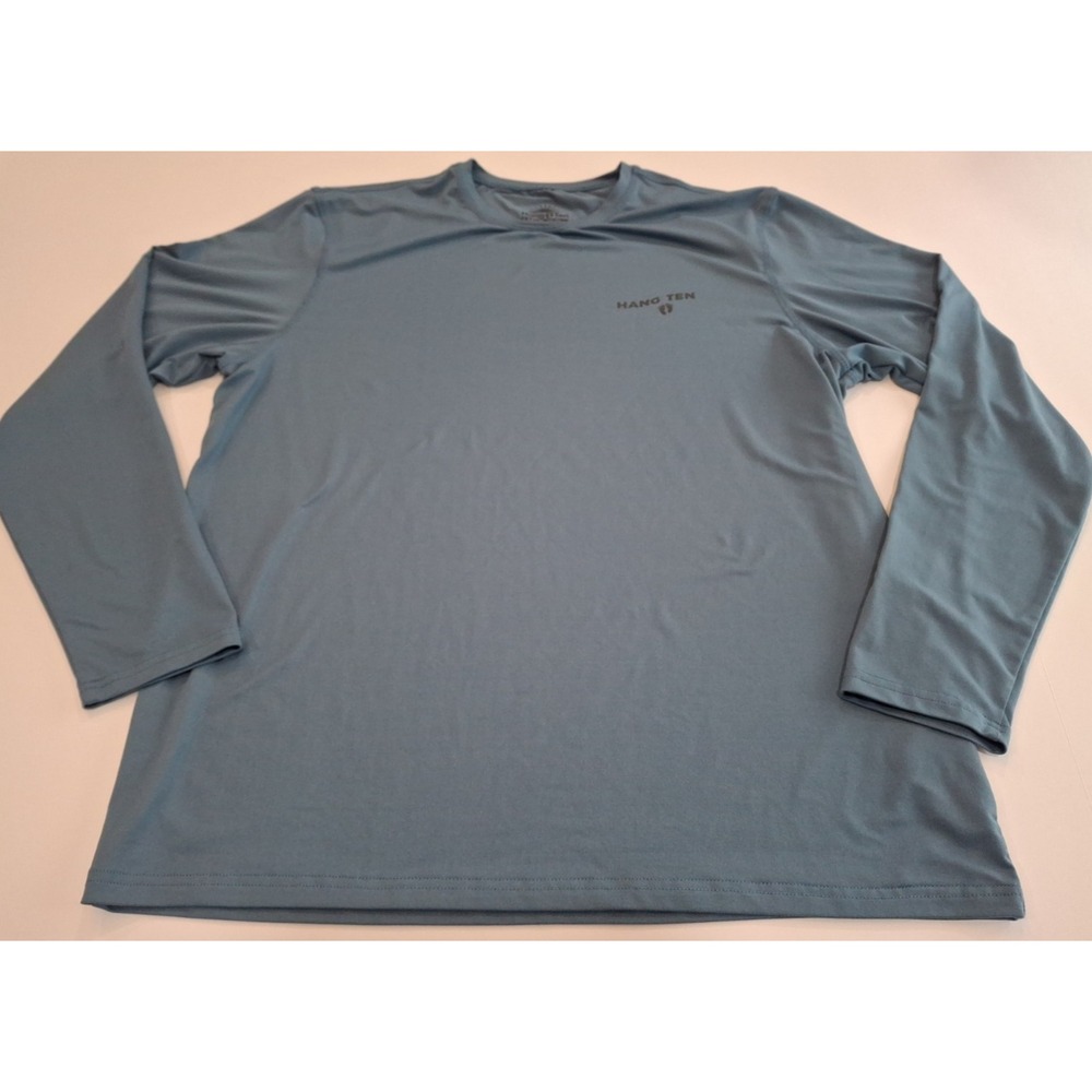 Hang Ten Sun Shirt Mens Long Sleeve UPF 50+ Rash Guard, Blue, Size Medium